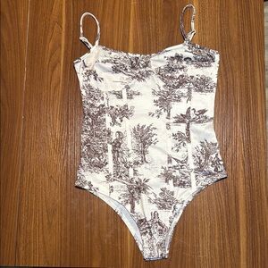 Brown, Blue, Green Toile Print Bodysuits 3 pack